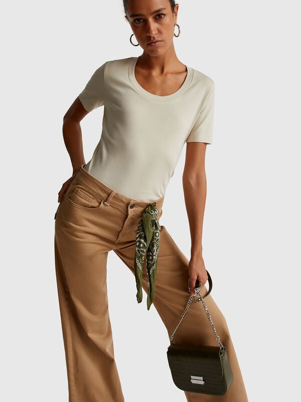 Camiseta de manga corta de algodón de fibra larga Mujer