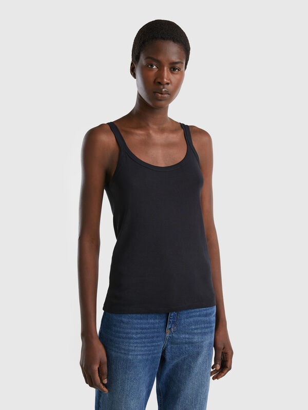 Camiseta de tirantes negra de 100 % algodón Mujer