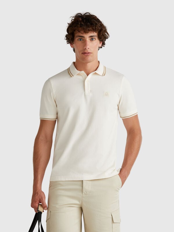 Polo crema slim fit Hombre
