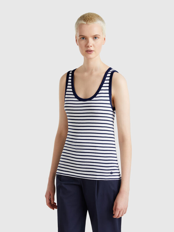 Camiseta de tirantes 100% algodón a rayas Mujer