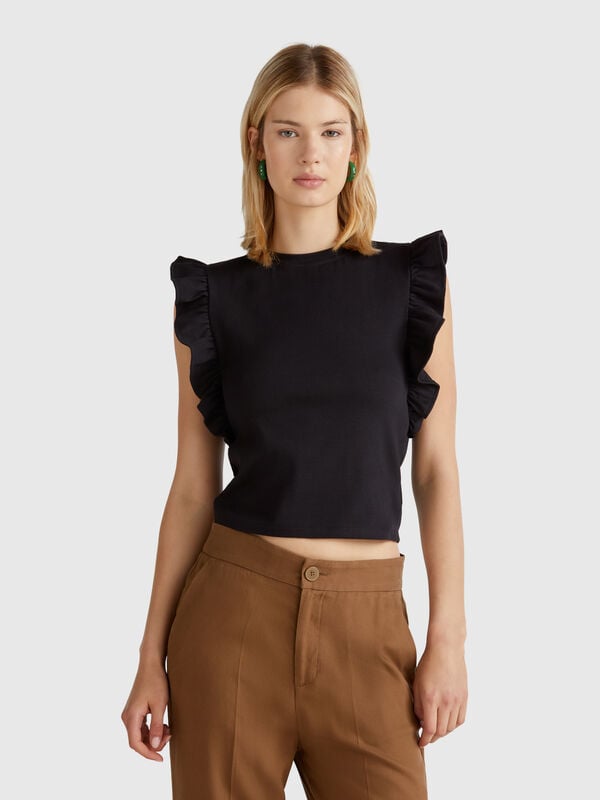 Camiseta slim fit con volantes Mujer
