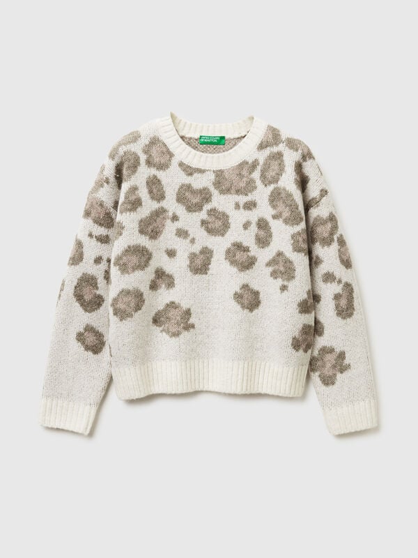 Suéter con estampado animal en mezcla de lana Niña