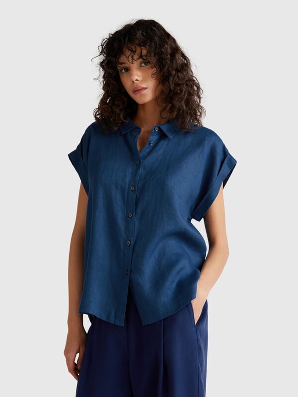 Camisa regular fit de puro lino Mujer