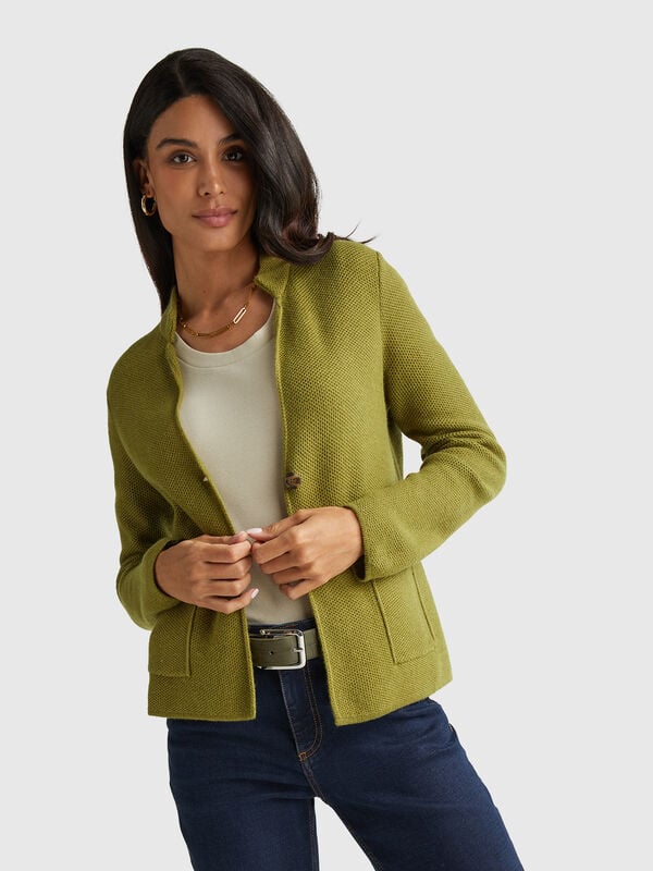 Chaqueta de punto de mezcla de lana y cachemira Mujer