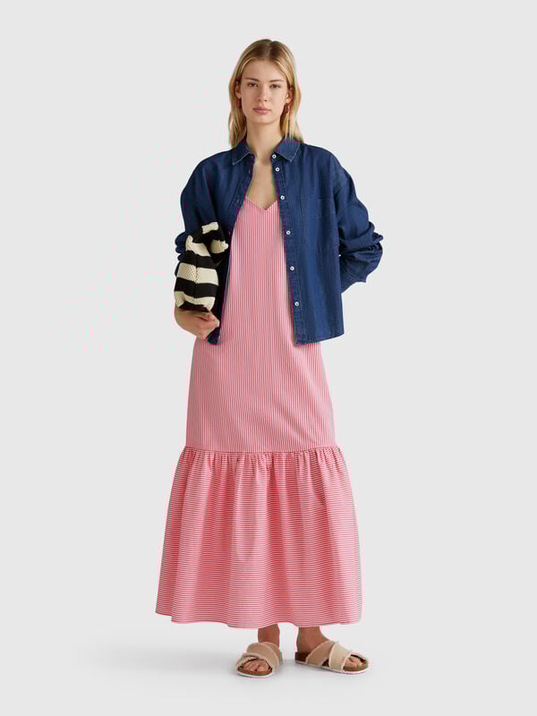 Vestido largo a rayas Mujer