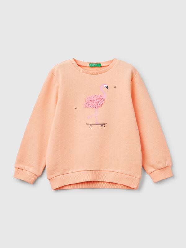 Sudadera con aplicación efecto pétalo Niña