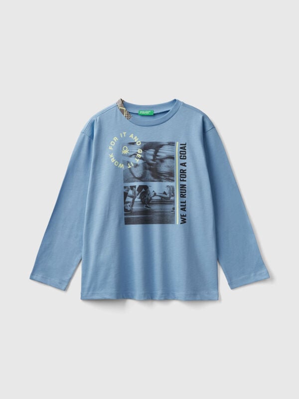 Camiseta de algodón orgánico con estampado fotográfico Niño