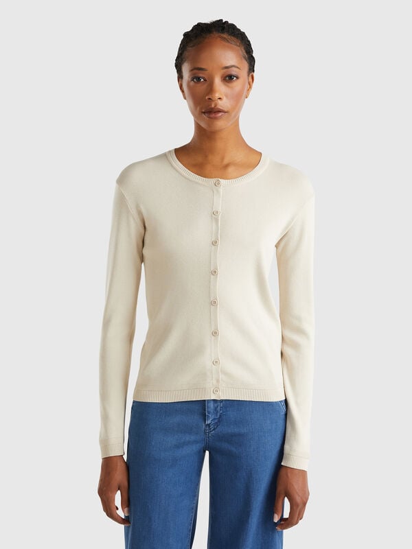 Cárdigan beige de 100 % algodón Mujer