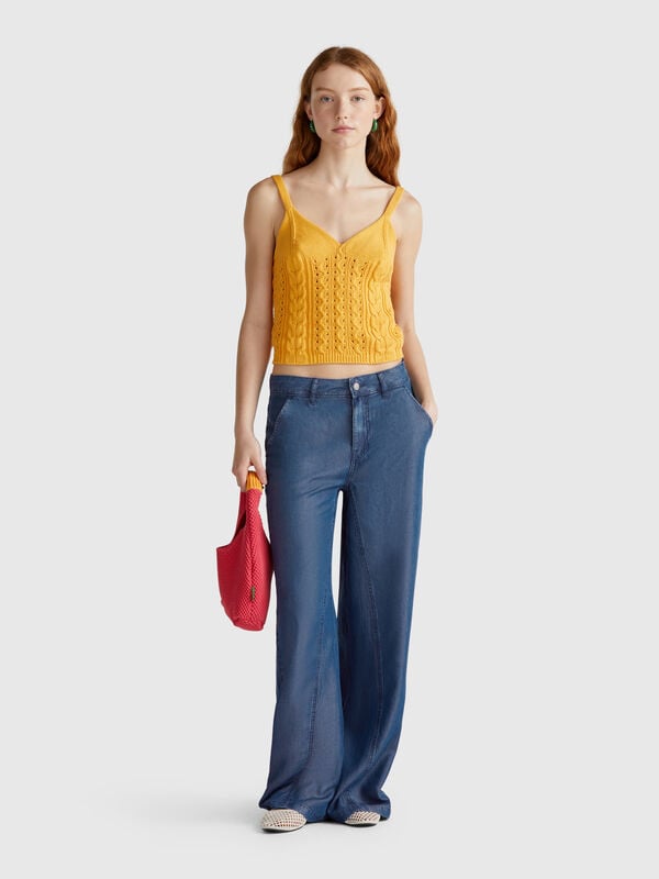 Pantalón ancho cambray Mujer