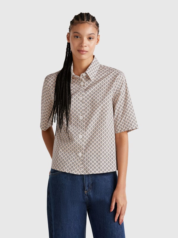 Camisa estampada de algodón ligero Mujer
