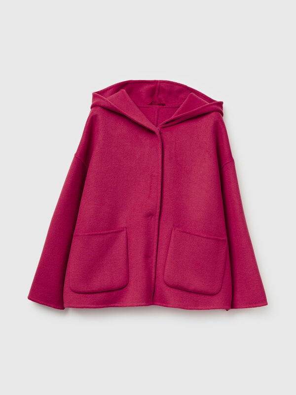 Chaqueta con capucha de mezcla de lana Mujer