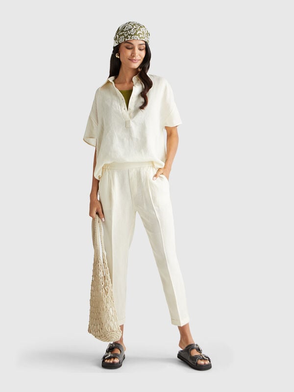 Blusa de lino puro Mujer