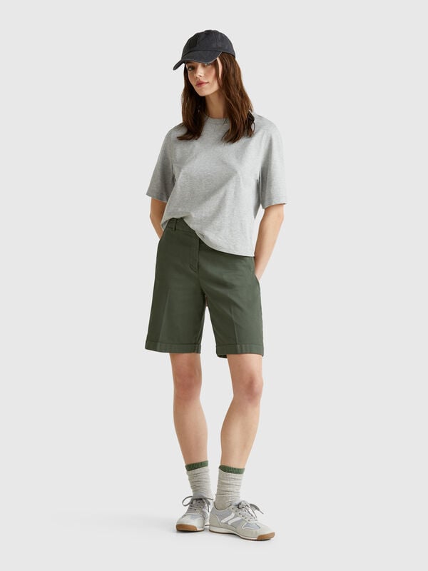 Bermudas con puños de algodón elástico Mujer