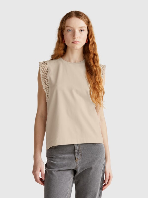 Top sin mangas con macramé Mujer