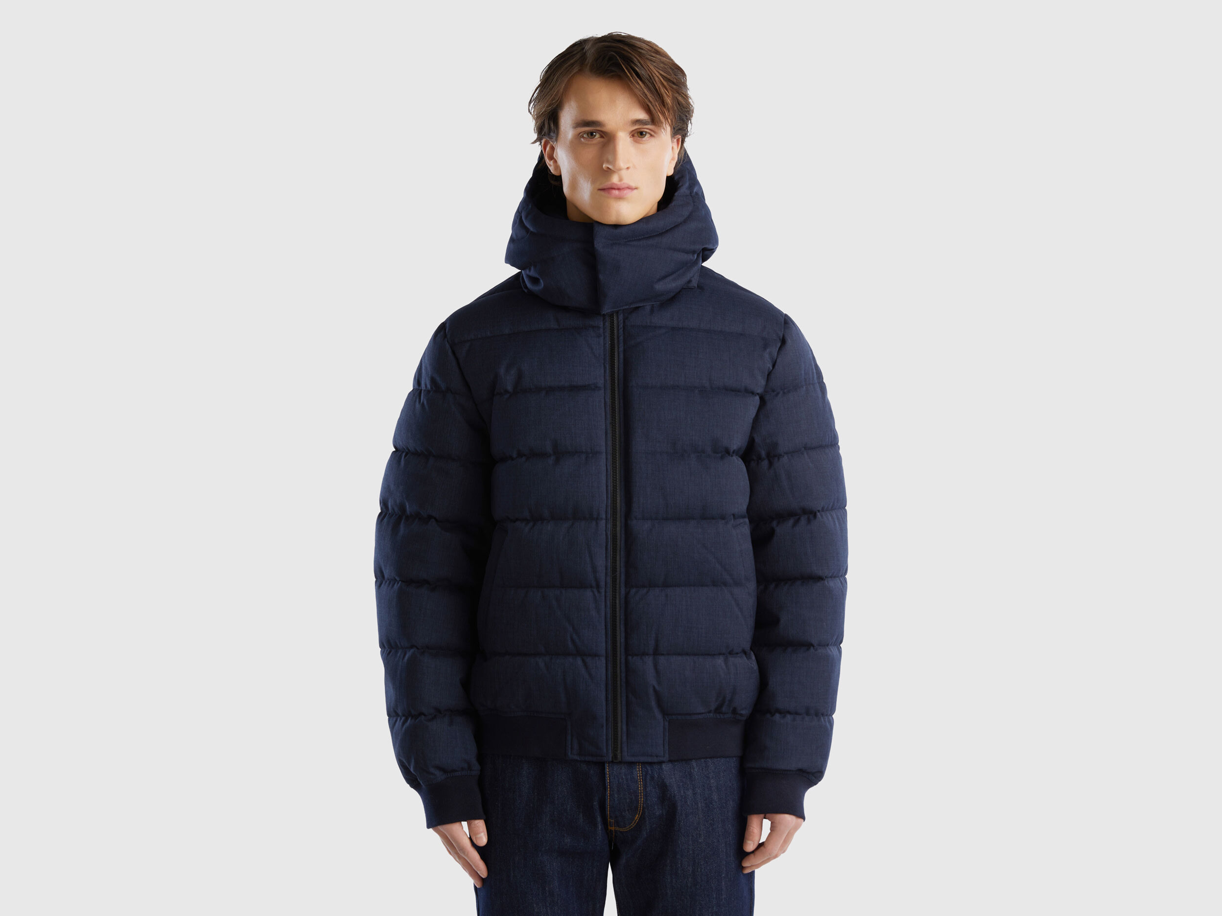 Plum fero corto con capucha desmontable Azul Oscuro Benetton