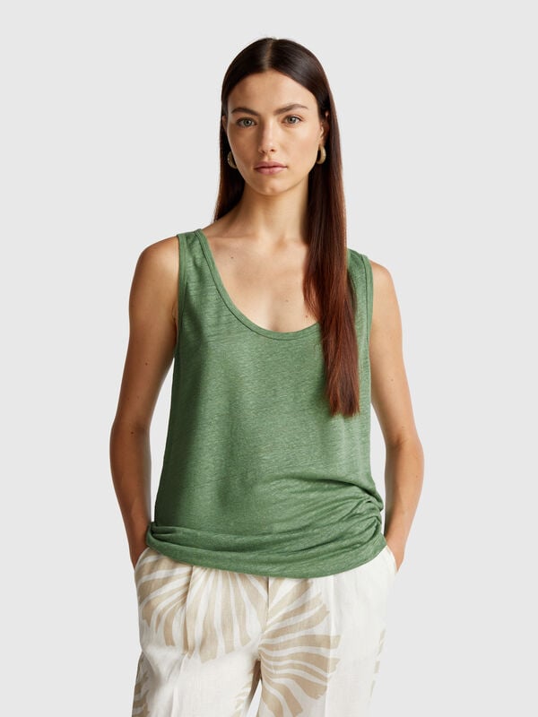 Camiseta de tirantes de puro lino Mujer