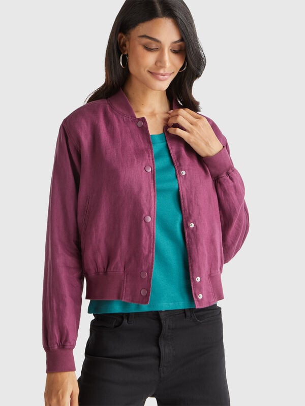 Chaqueta bomber 100% lino Mujer