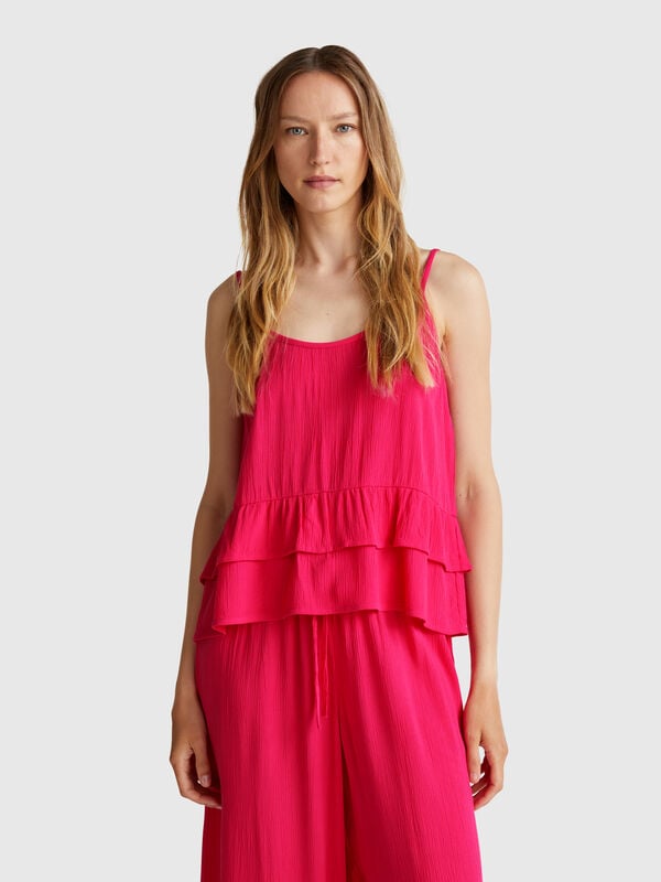Top fluido con volante Mujer