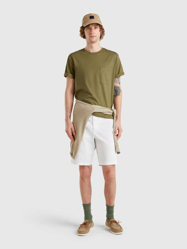 Bermudas chinos de algodón elástico Hombre