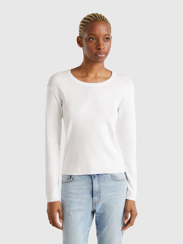 Jersey de rayas blanco de 100 % algodón Mujer