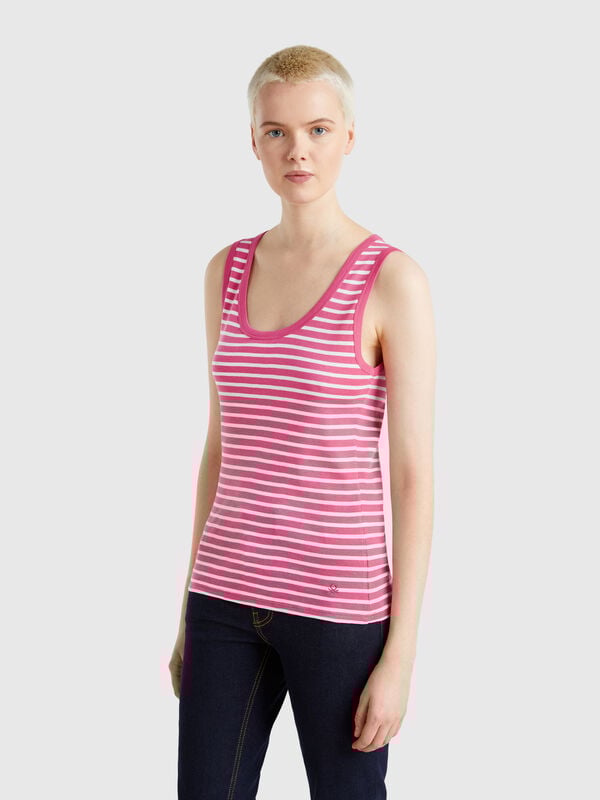 Camiseta de tirantes 100% algodón a rayas Mujer