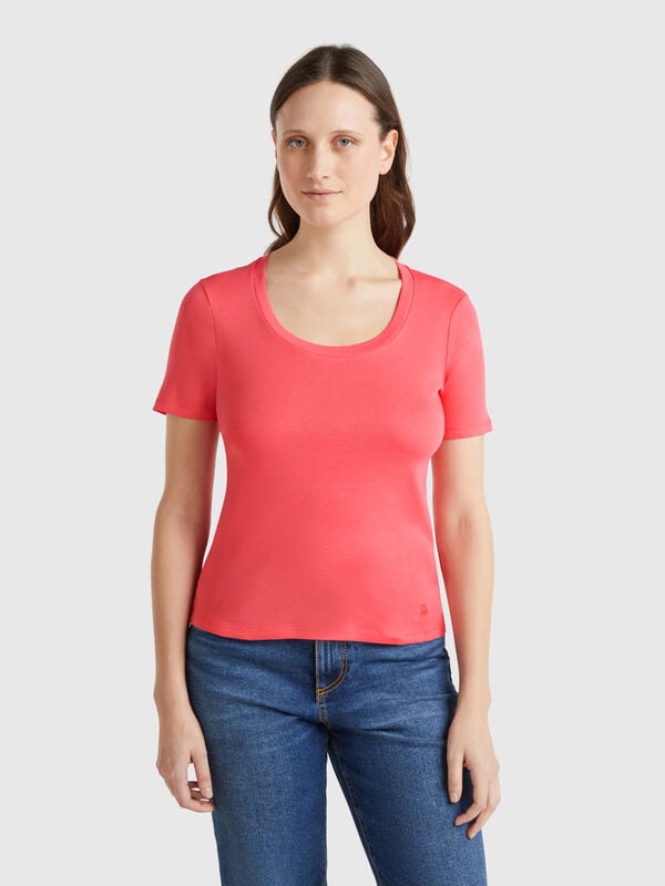 Camiseta de manga corta de algodón de fibra larga Mujer