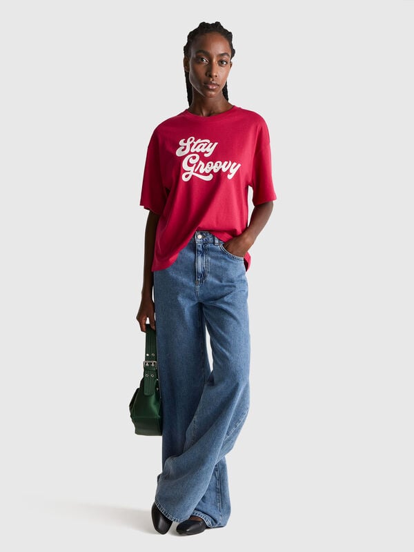 Camiseta con estampado de eslogan Mujer