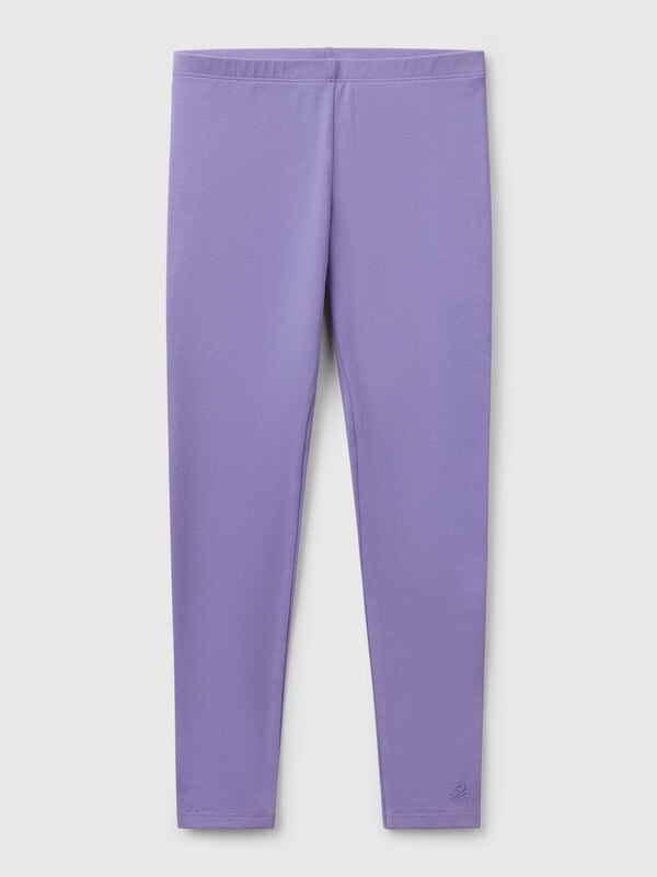Leggings de algodón elástico con logotipo Niña