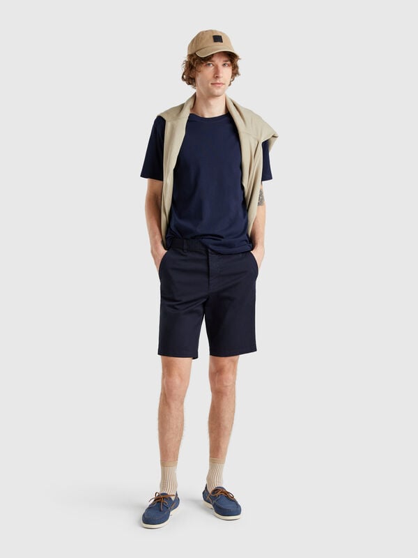 Bermudas chinos de algodón elástico Hombre
