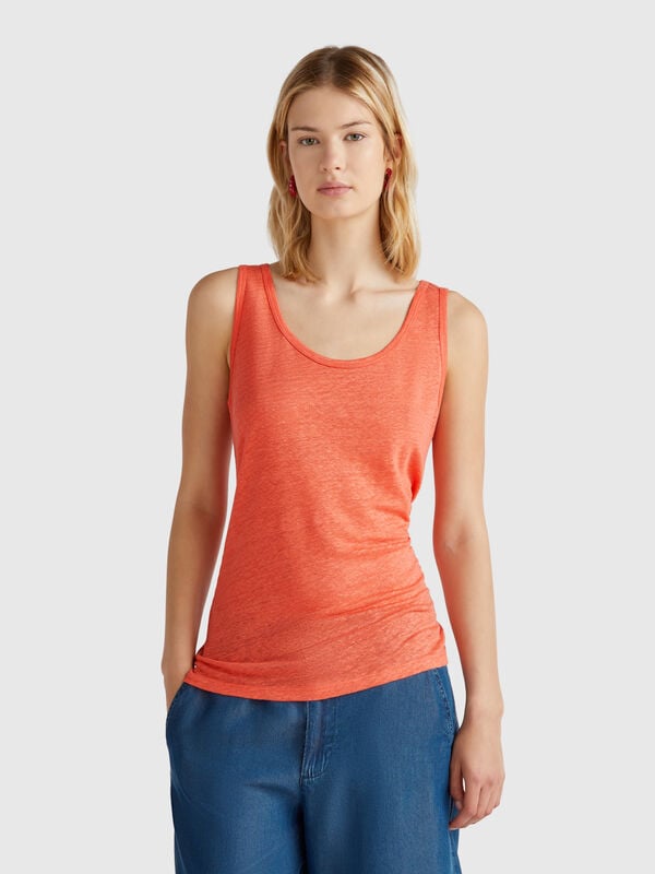 Camiseta de tirantes de puro lino Mujer