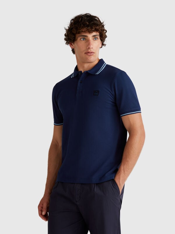 Polo azul noche slim fit Hombre
