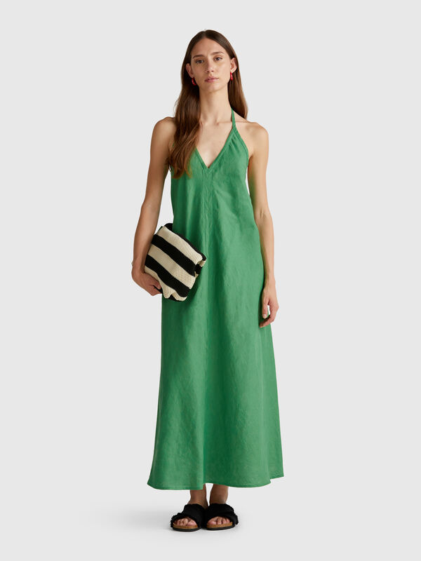 Vestido largo de puro lino Mujer
