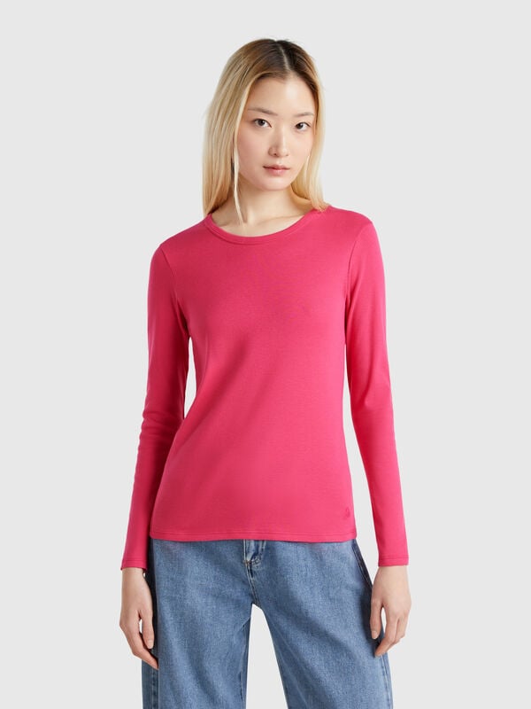 Camiseta de manga larga de algodón puro Mujer