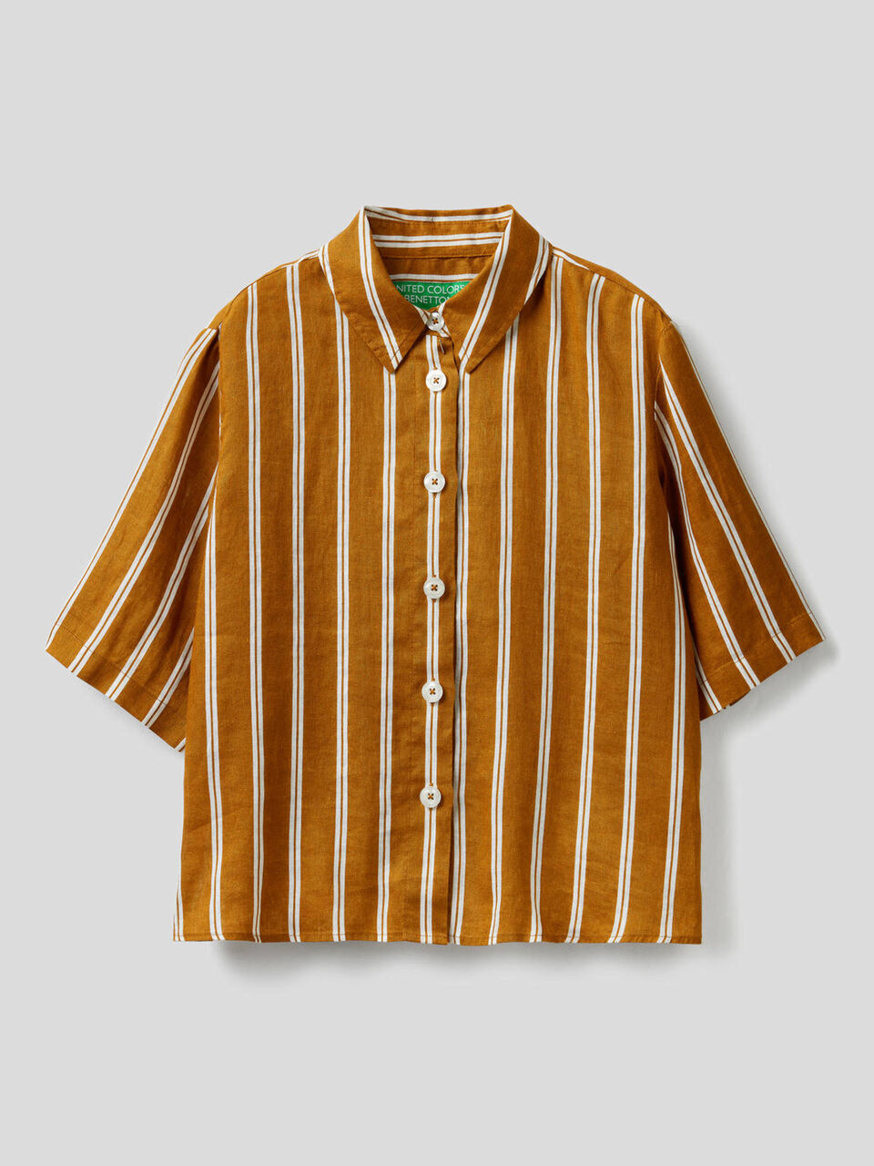 Camisa de 100% lino con estampado image number 1