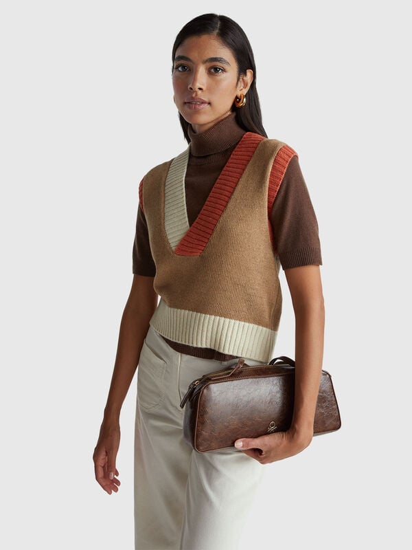 Chaleco de punto con bloques de color Mujer