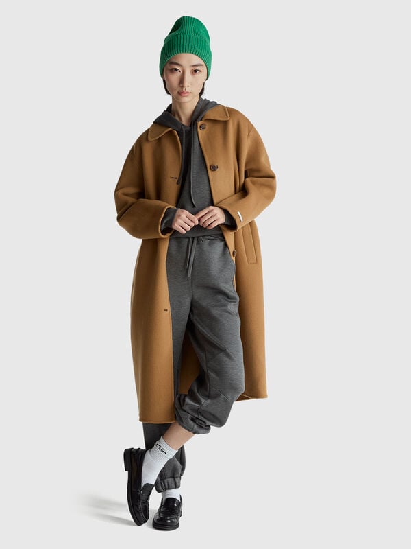 Abrigo largo 100% lana Mujer