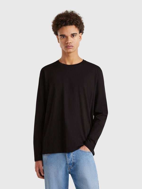 Camiseta de manga larga de puro algodón Hombre