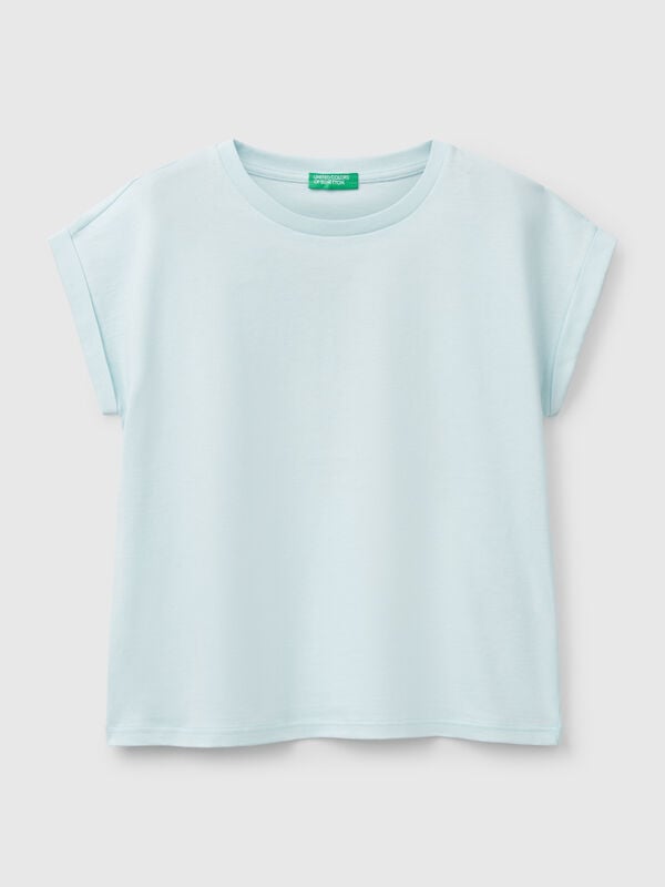 Camiseta boxy fit con estampado y purpurina Niña