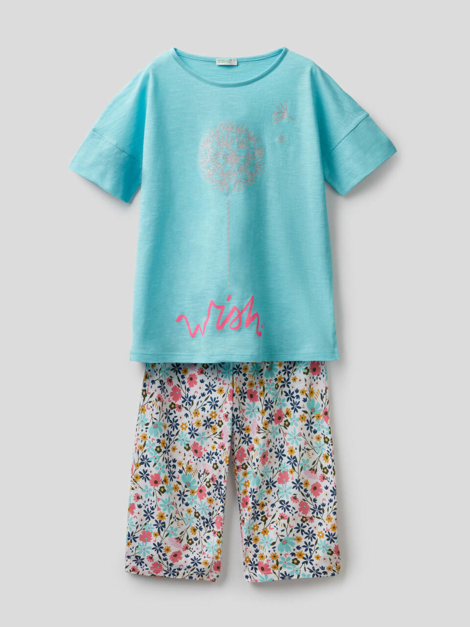 Pijama estampado con pantalón cropped image number 1