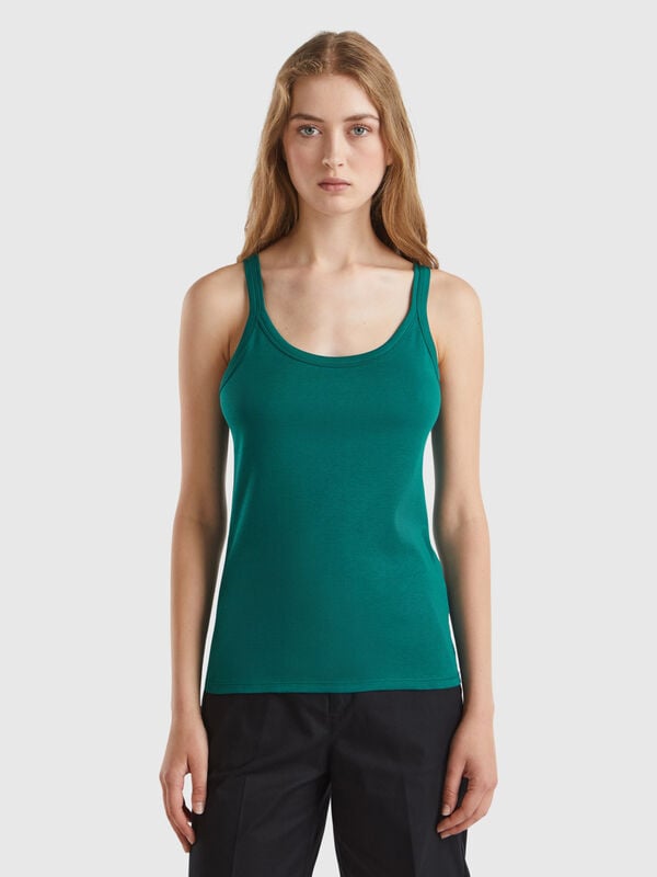 Camiseta de tirantes verde bosque de 100 % algodón Mujer