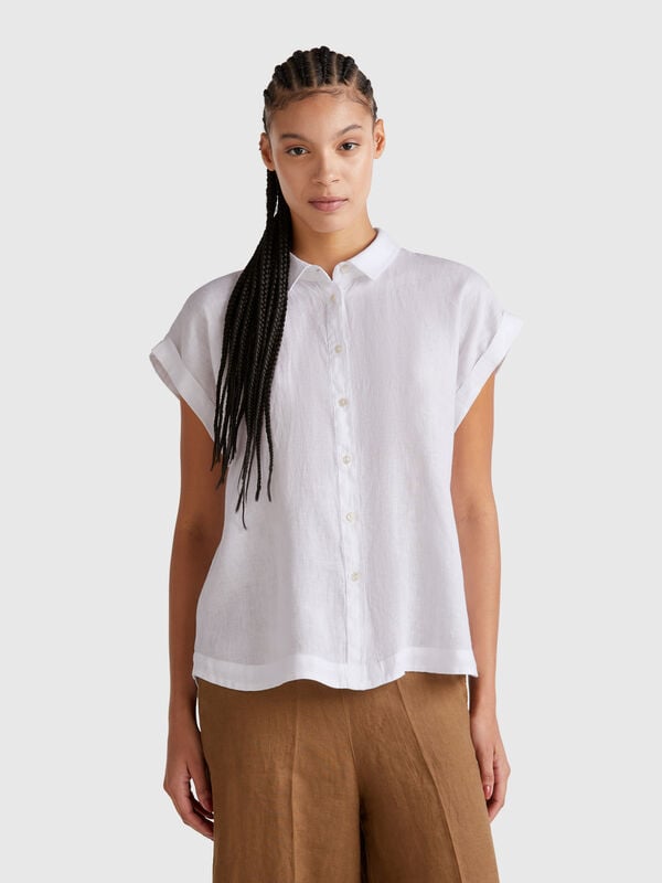 Camisa regular fit de puro lino Mujer