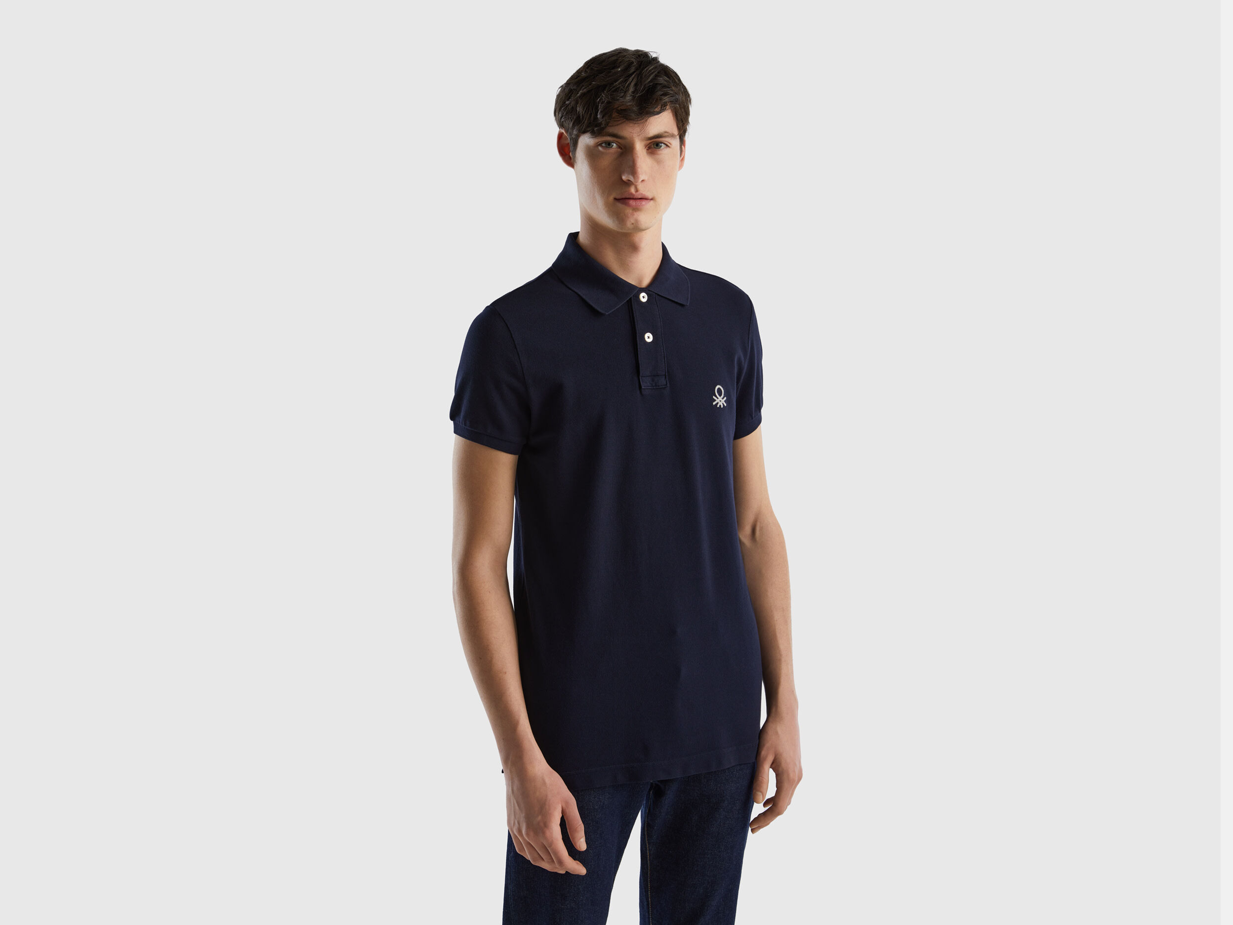 Polo azul oscuro slim fit Azul Oscuro Benetton