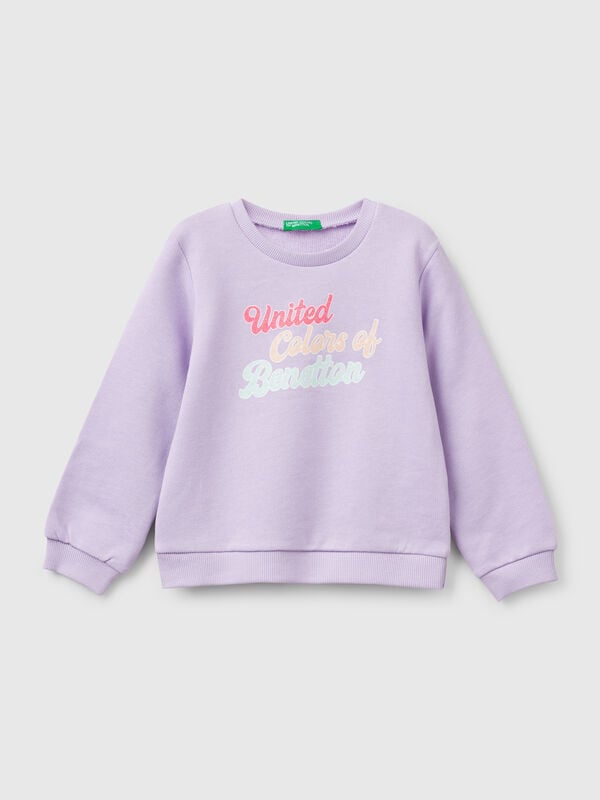 Sudadera de algodón con estampado de glitter Niña