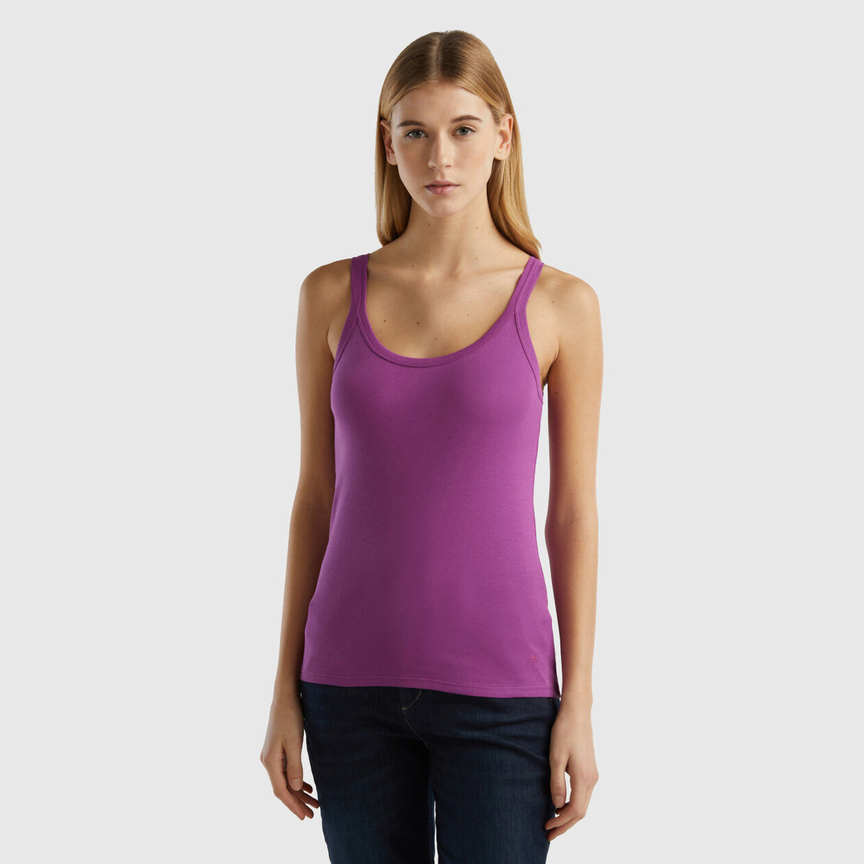 Camiseta de tirantes morada de 100 algod n Morado Benetton