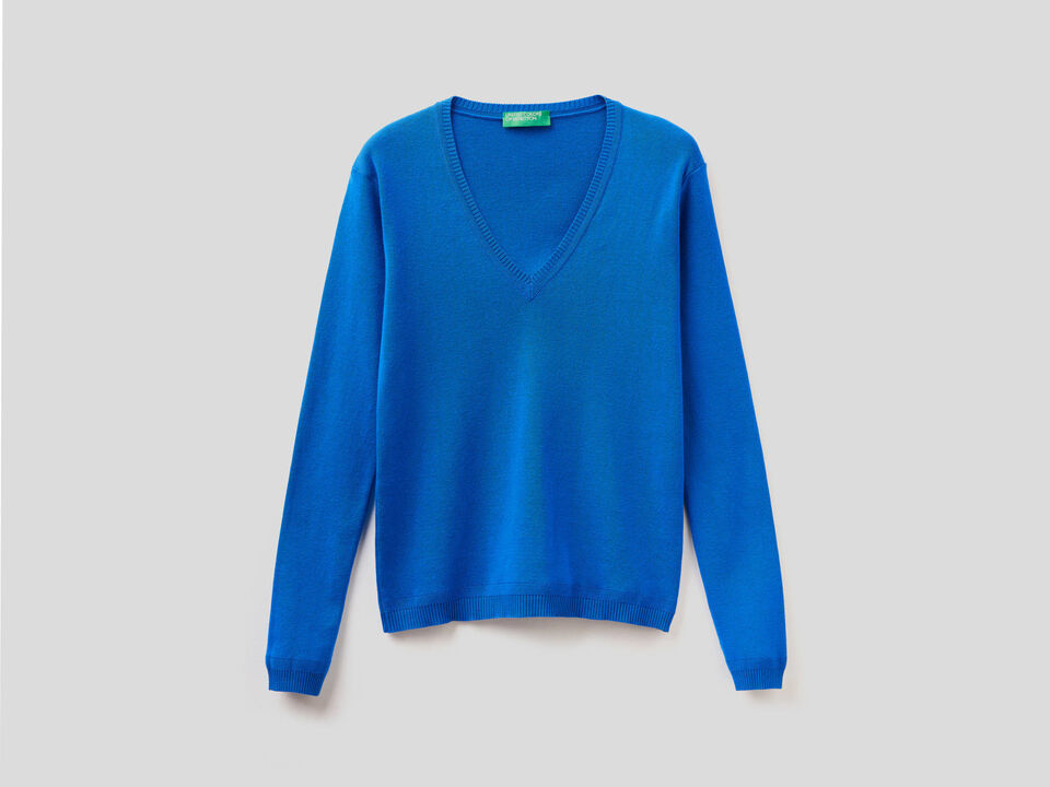 Jersey de algodón con escote de pico