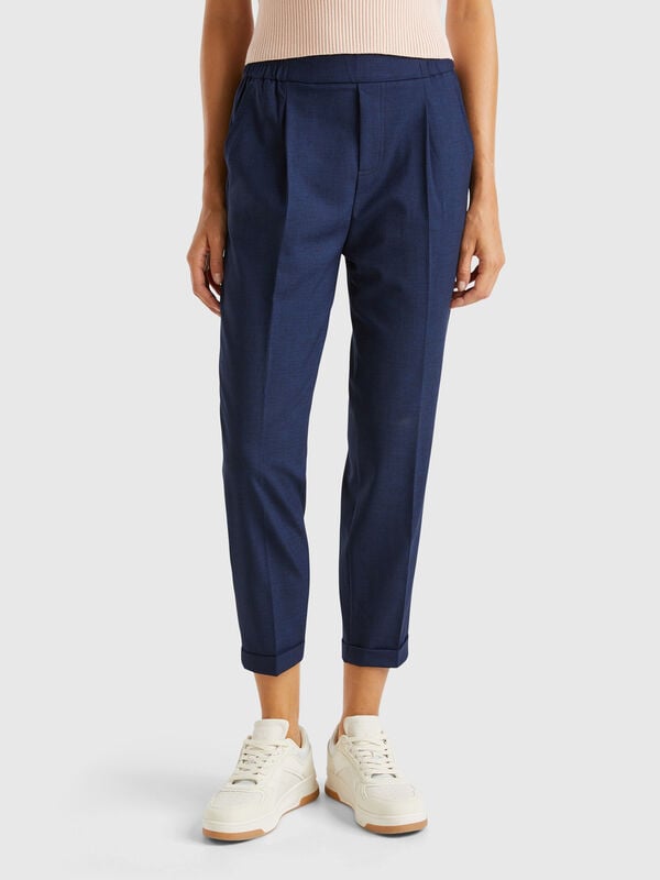 Pantalones con puños de mezcla de viscosa elástica Pantalones con puños de mezcla de viscosa elástica Mujer