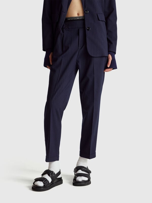 Pantalones de franela de raya diplomática Pantalones de franela de raya diplomática Mujer