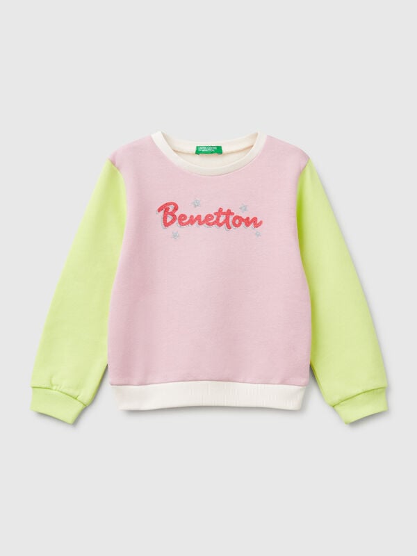 Sudadera de algodón con estampado de glitter Niña
