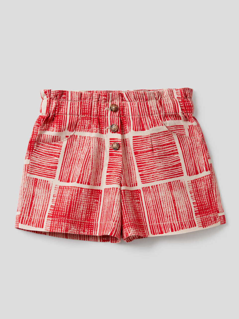 Pantalón corto estampado de algodón y lino image number 1