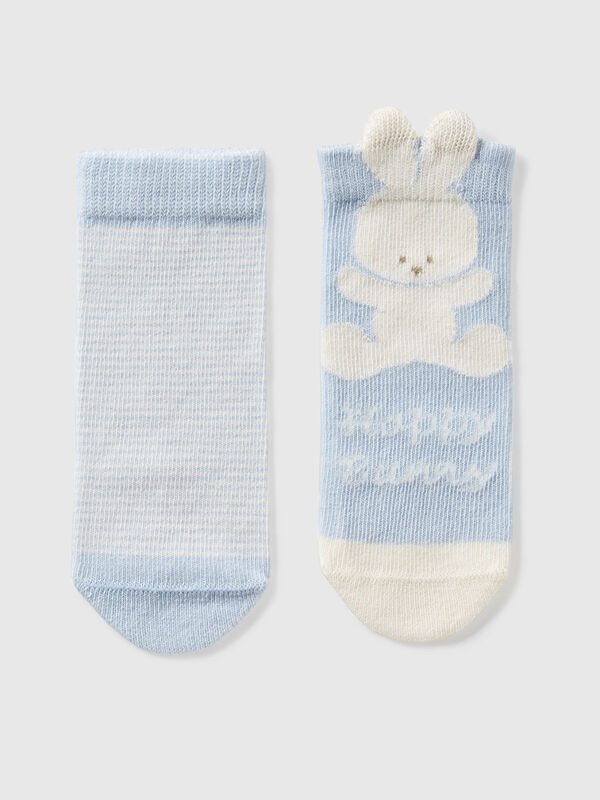 Pack de calcetines con rayas y conejito Recién nacidos